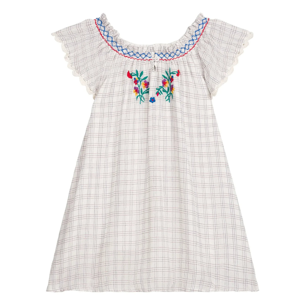 Louise Misha - Embroidered dress Edith Carreaux Organic cotton | Cream