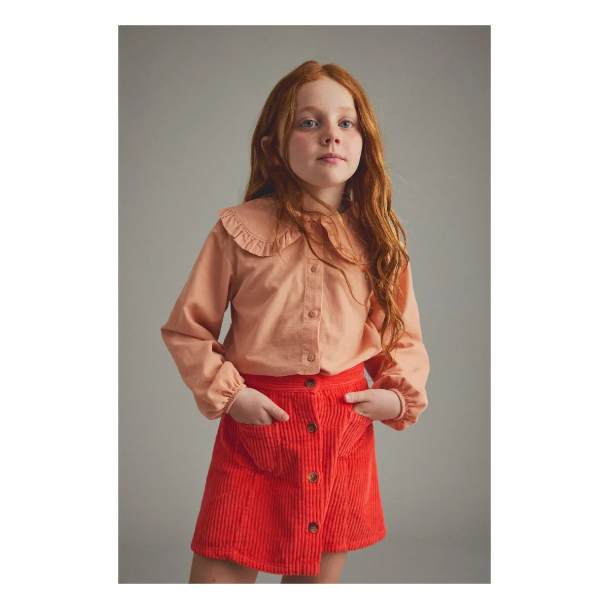 Cozmo - Claudine Fleur Collar Blouse | Peach