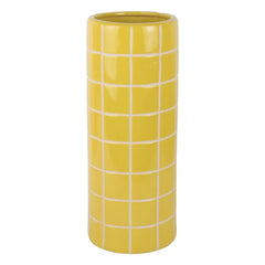 Present Time - Retro Tiles Round Vase | Yellow