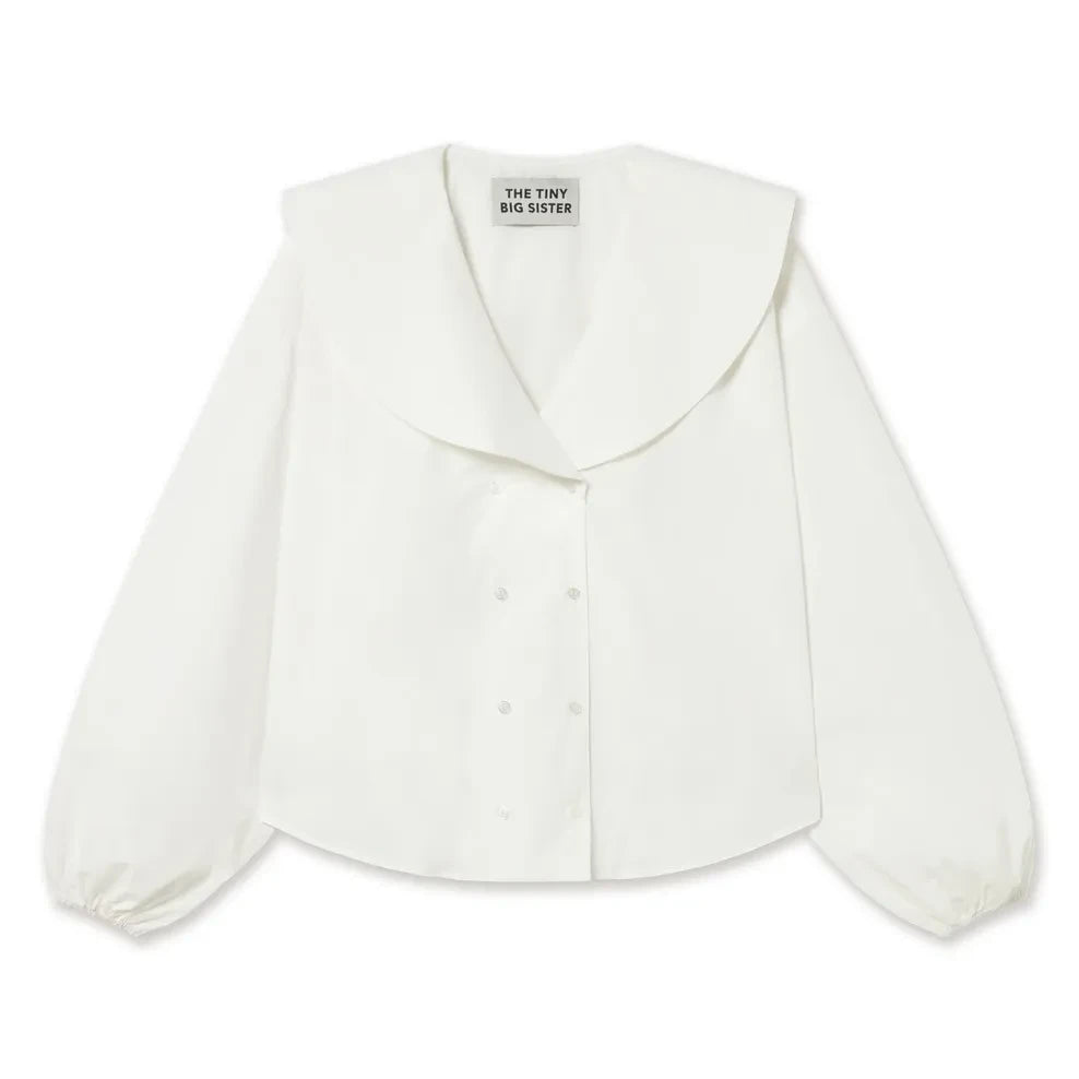 The Tiny Big Sister - Double-Button Cotton Shirt | White