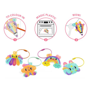 Djeco - Shrink Plastic Art - Kawaii Keyrings