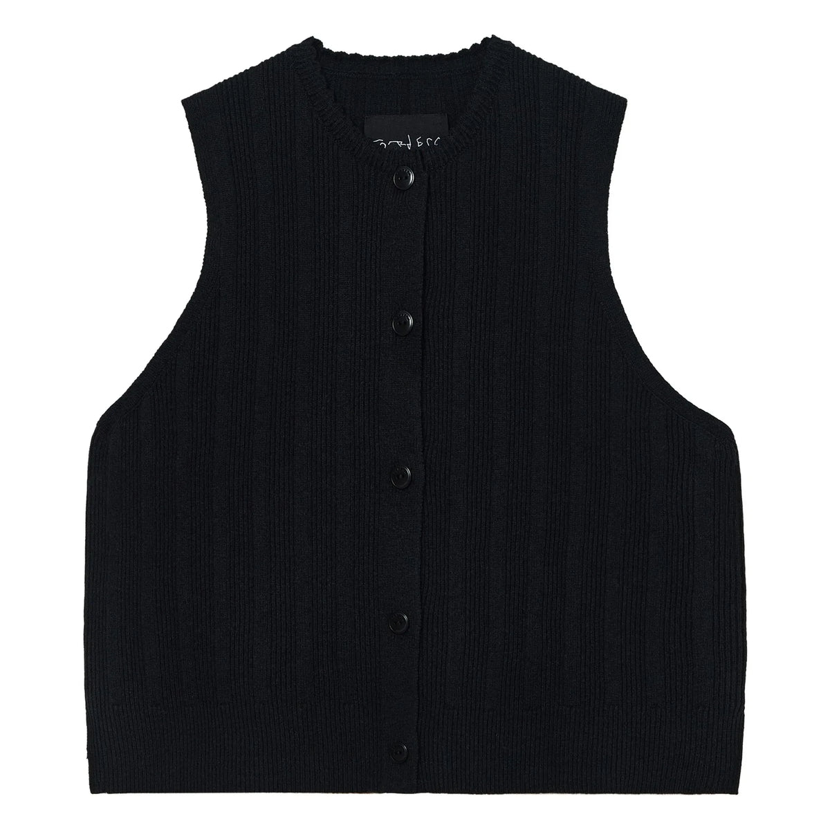 Cordera - Extra Fine Merino Wool Ribbed Sleeveless Vest | Black