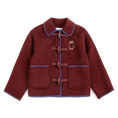 Bobo Choses - Wool Owl Coat | Burgundy