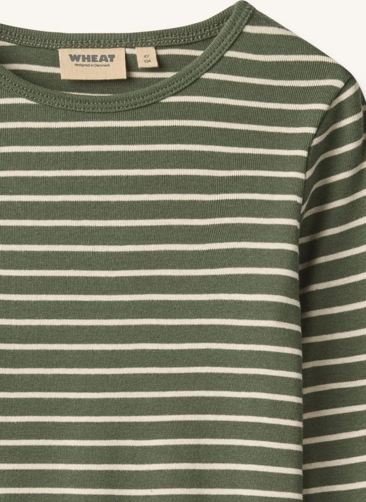 Wheat - Stig Striped Organic Cotton T-Shirt | Green