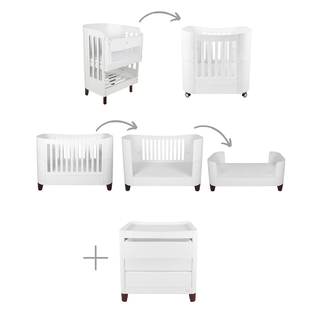 Gaia Baby Serena "All-In-One" and Dresser Set - White / Walnut-Nursery Sets-White / Walnut- | Natural Baby Shower