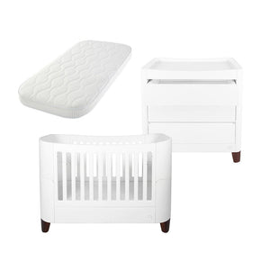 Gaia Baby Serena Cot Bed & Dresser Set - White / Walnut-Nursery Sets-White / Walnut-With Mattress | Natural Baby Shower