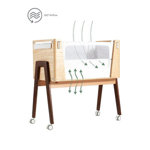 Gaia Baby Hera Cot Bed + Bedside Crib Two Piece Bundle - Natural + Walnut-Nursery Sets- | Natural Baby Shower