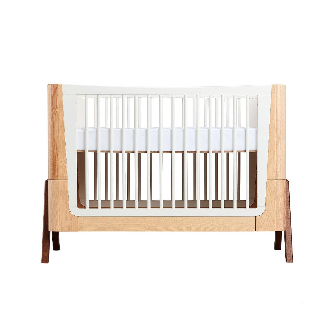 Gaia Baby Hera Cot Bed + Bedside Crib Two Piece Bundle - Natural + Walnut-Nursery Sets- | Natural Baby Shower