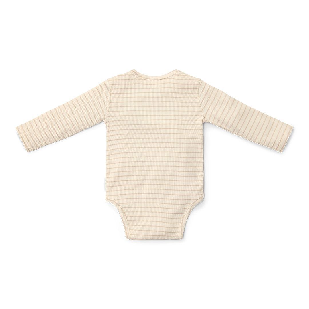 Little Dutch Long Sleeved Bodysuit Wrap - Soft Beige Stripe-Bodysuits-Soft Beige Stripe-NB | Natural Baby Shower