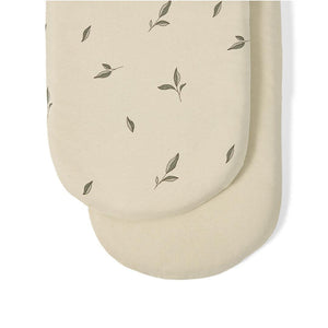 The Little Green Sheep Twin Pack Moses Basket Sheets - Leaf Print-Sheets-Leaf Print-Moses | Natural Baby Shower