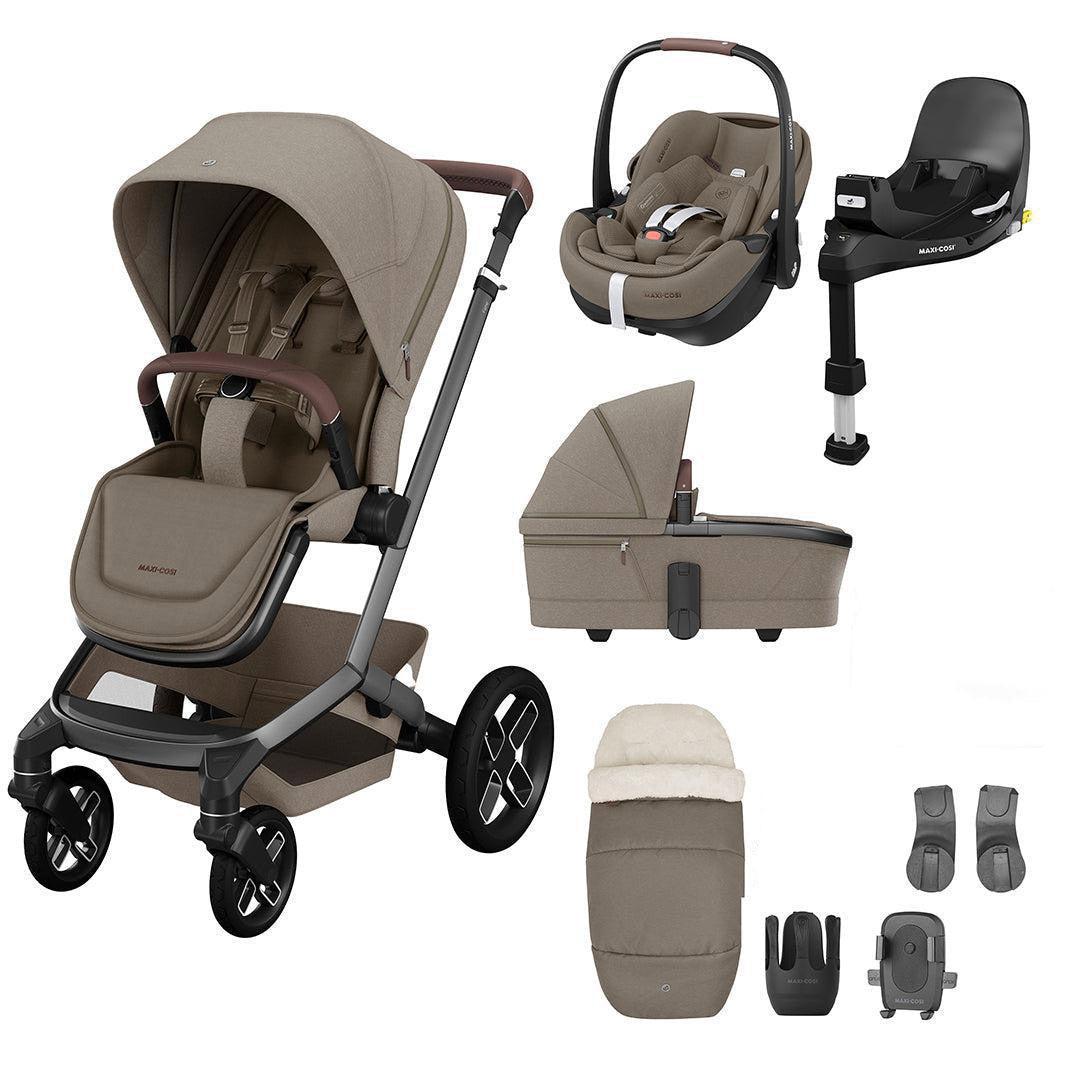 Maxi-Cosi Fame Premium + Pebble 360 Pro 2 Travel System-Travel Systems-Twillic Black-Black | Natural Baby Shower