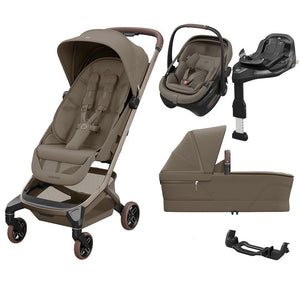 Maxi-Cosi Fame Cabin Stroller Zero G Travel System-Travel Systems-Oak Truffle-Without Bumper Bar | Natural Baby Shower