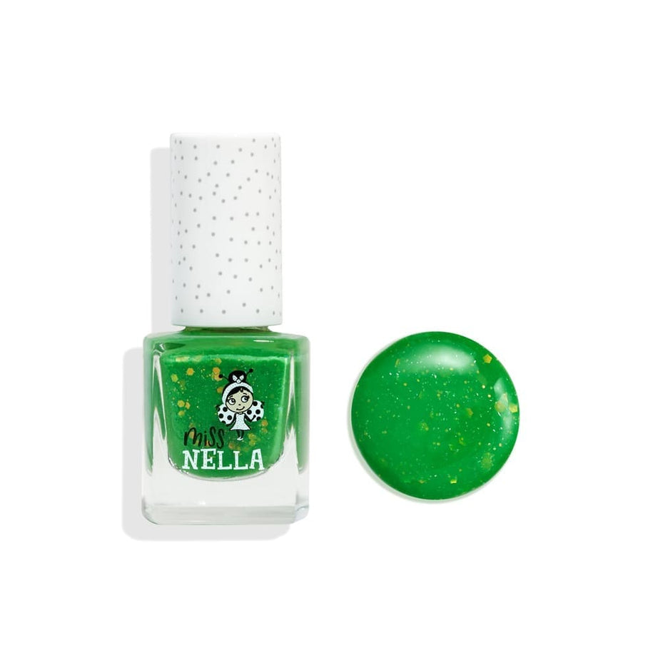 Miss Nella - Bright Green Glitter Peelable Nail Polish