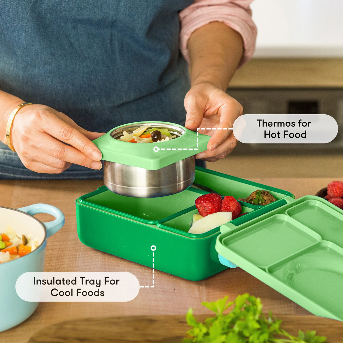 OmieBox - Insulated Apple Green Bento Lunch Box