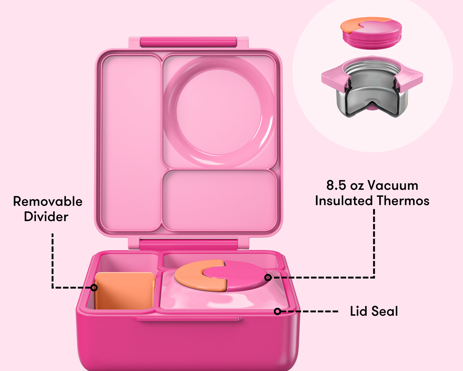 Omiebox - Heat Insulated Fairy Pink Bento Lunch Box