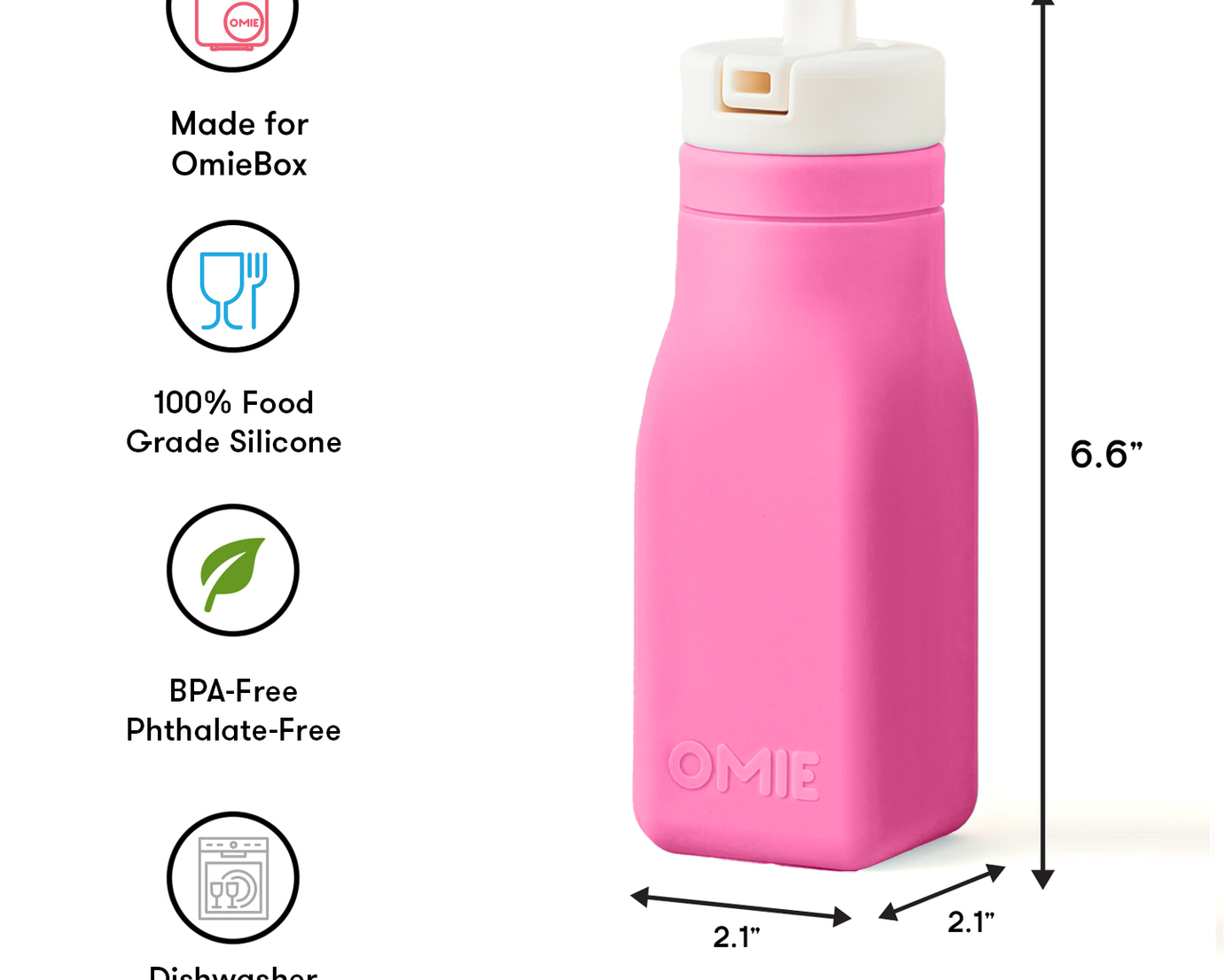 Omiebox - OmieBottle BPA-Free Silicone Water Bottle Pink