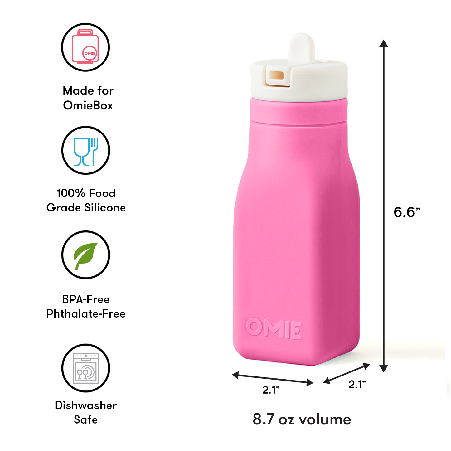 Omiebox - OmieBottle BPA-Free Silicone Water Bottle Pink