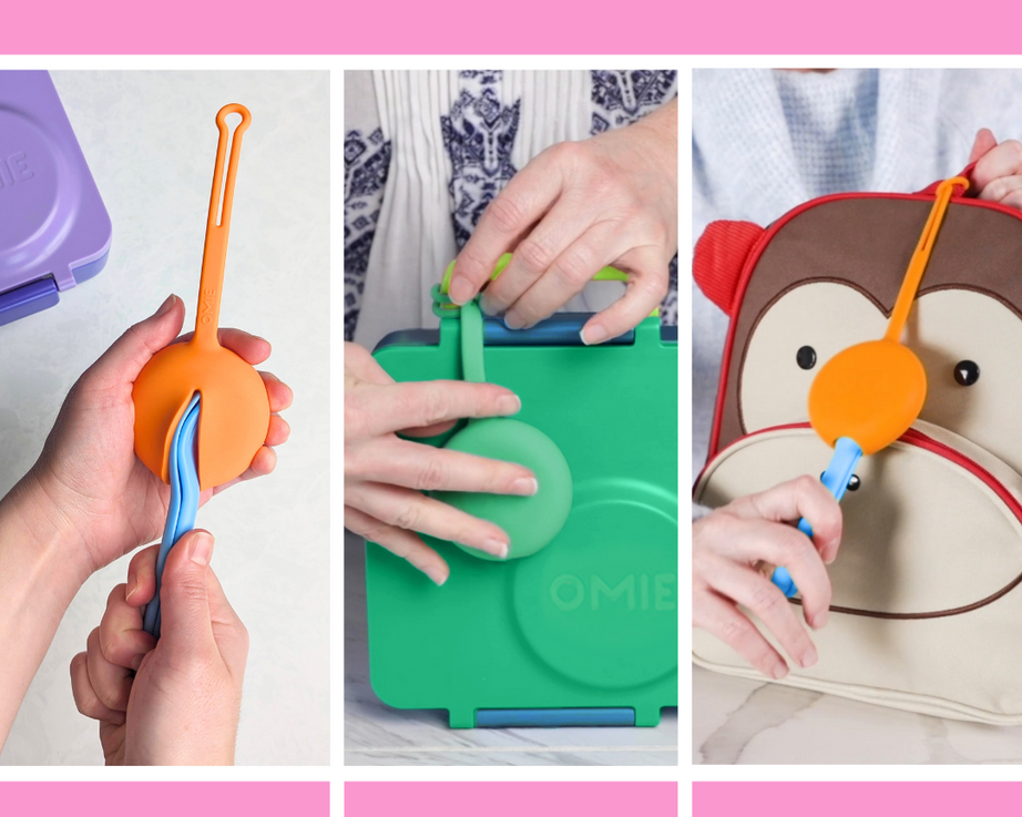 Omiebox - OmiePod Balloon Pink Silicone Fork and Spoon Set