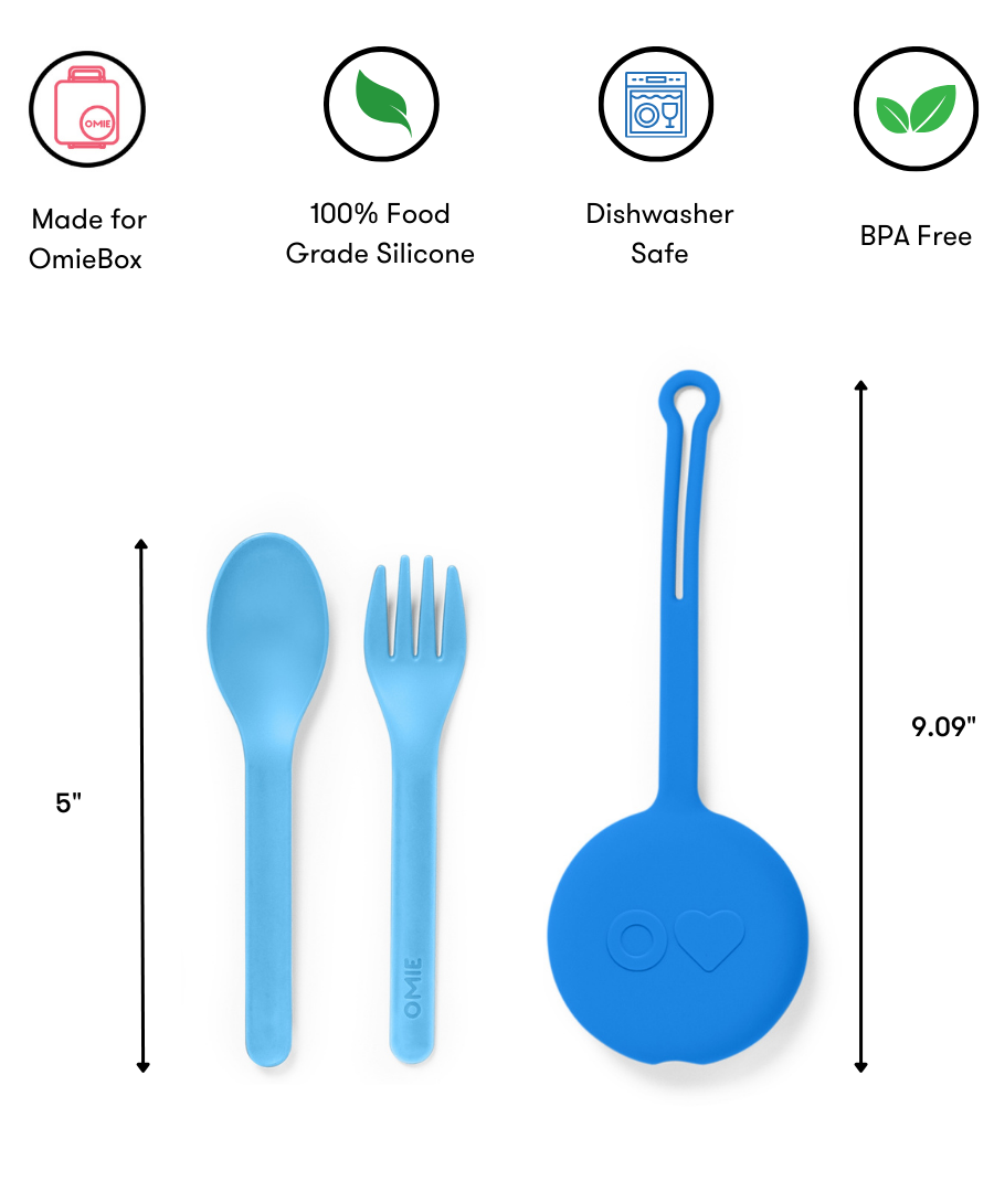 Omiebox - OmiePod Capri Blue Silicone Fork and Spoon Set