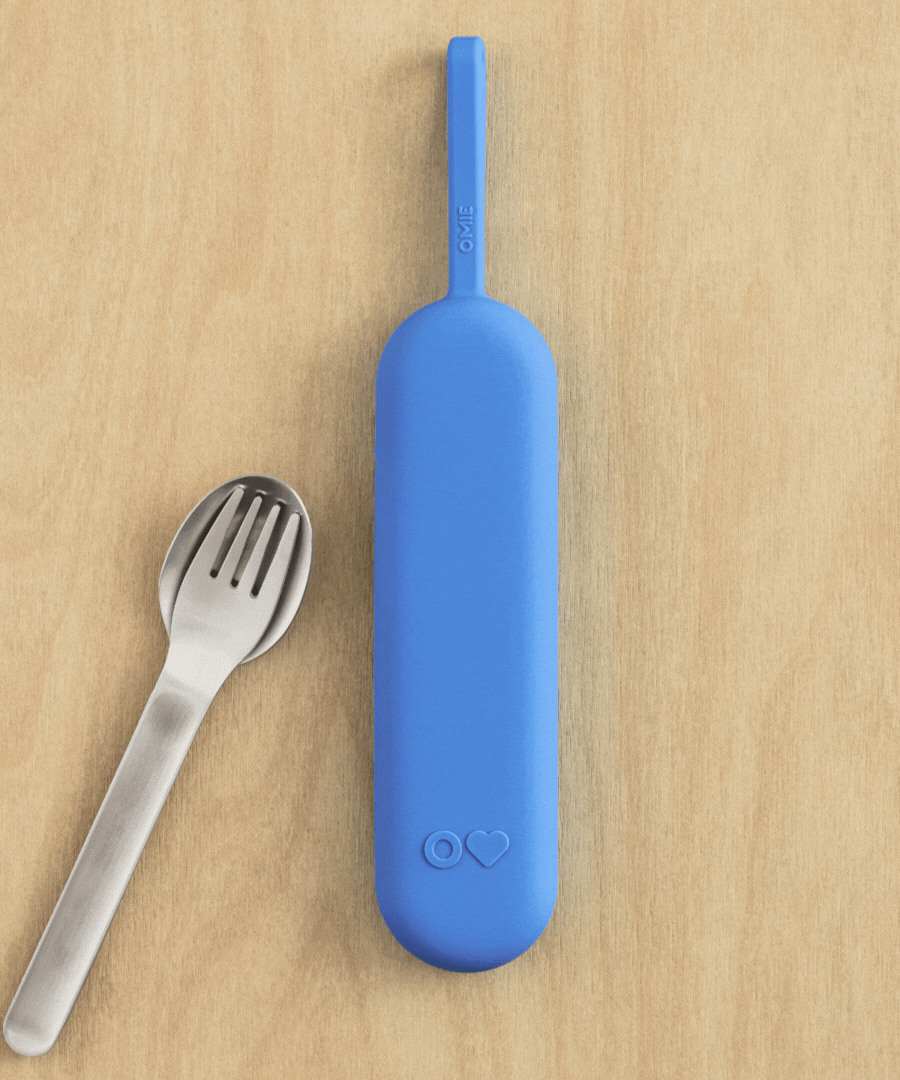 Omiebox - OmiePod UP Azure Silicone Fork and Spoon Set