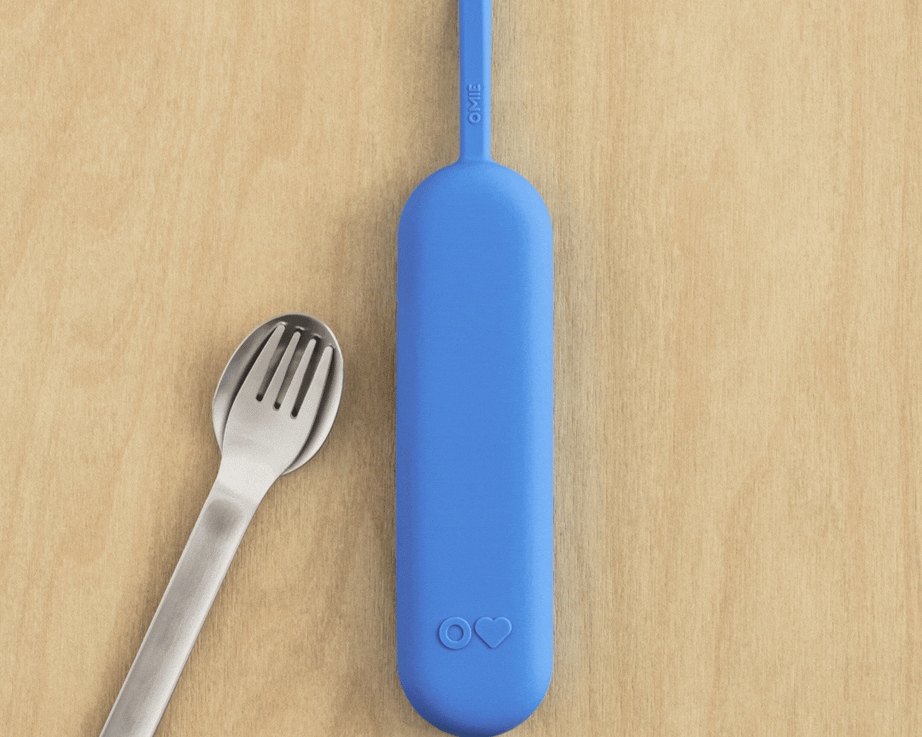 Omiebox - OmiePod UP Azure Silicone Fork and Spoon Set