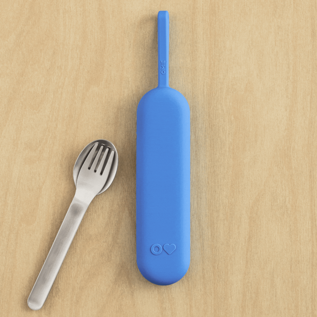 Omiebox - OmiePod UP Azure Silicone Fork and Spoon Set
