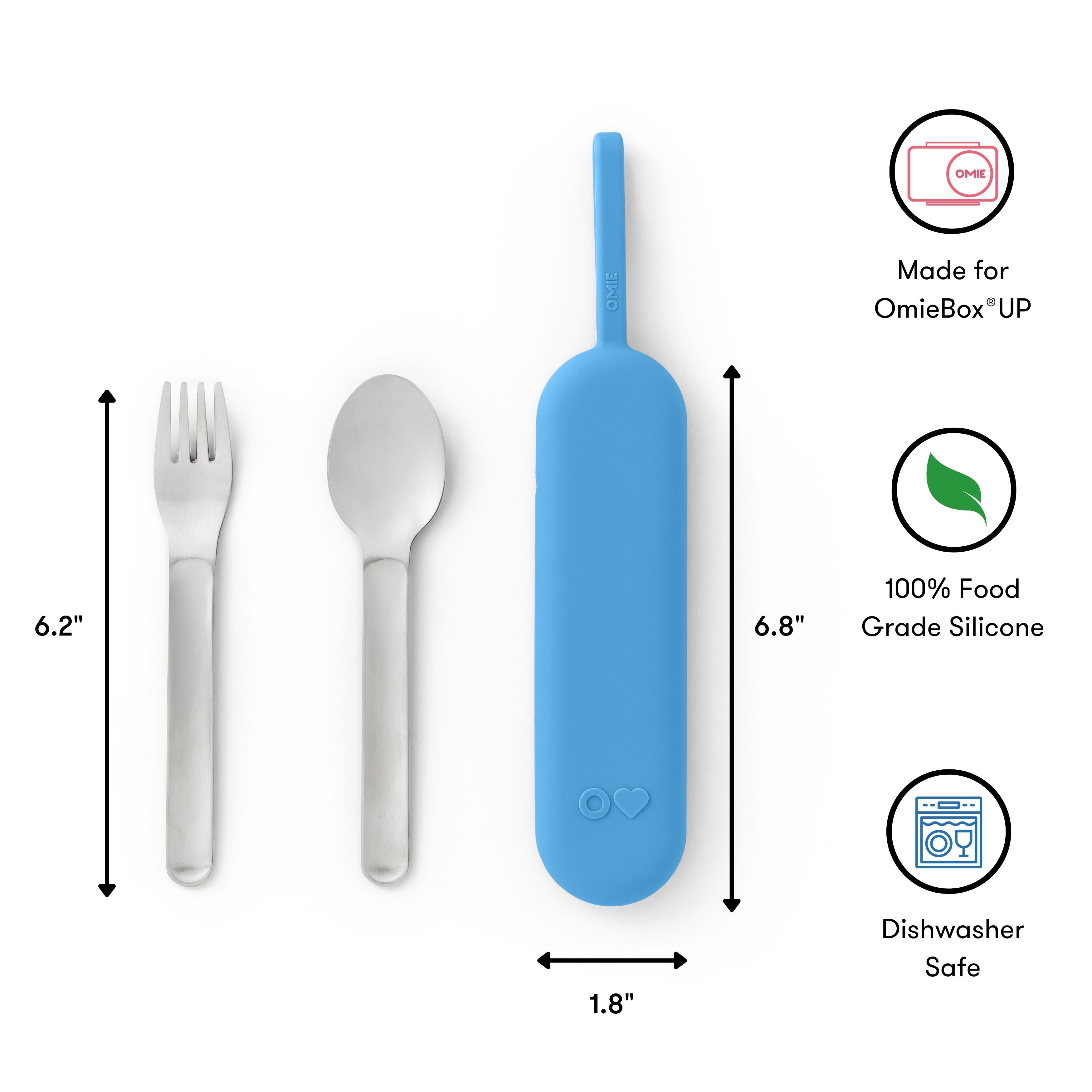 Omiebox - OmiePod UP Azure Silicone Fork and Spoon Set