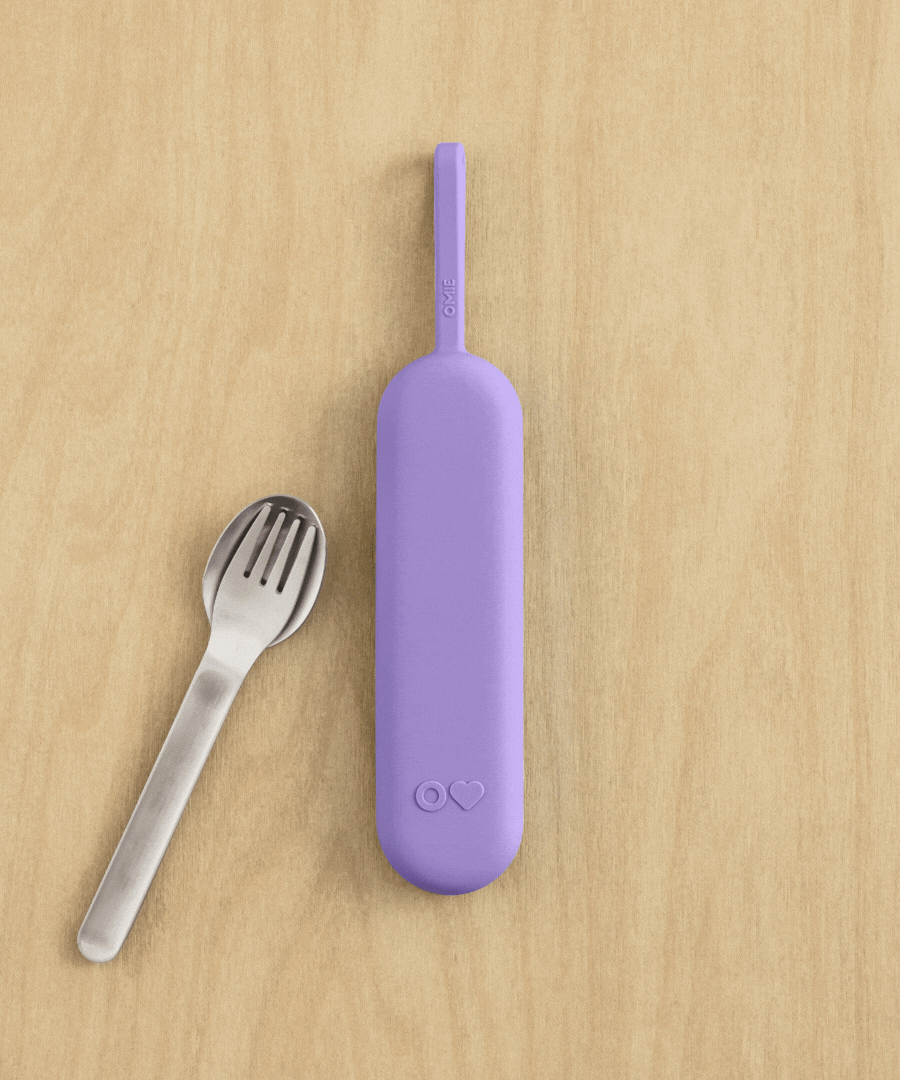Omiebox - OmiePod UP Violet Silicone Fork and Spoon Set