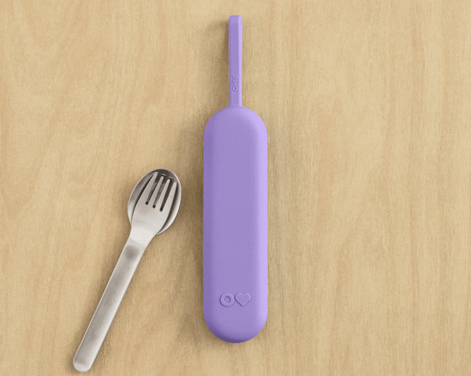 Omiebox - OmiePod UP Violet Silicone Fork and Spoon Set