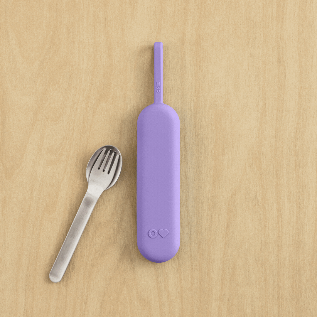 Omiebox - OmiePod UP Violet Silicone Fork and Spoon Set