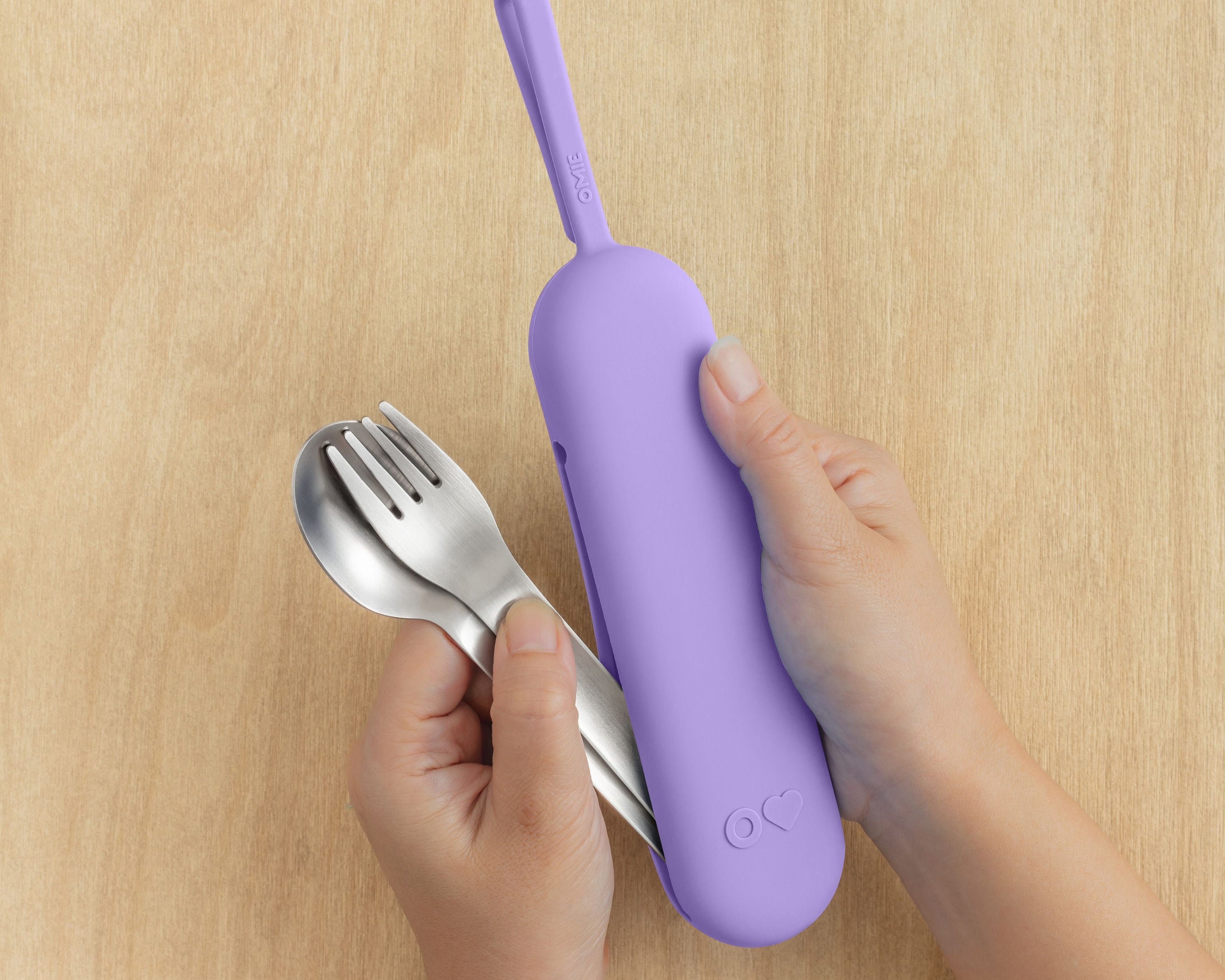 Omiebox - OmiePod UP Violet Silicone Fork and Spoon Set