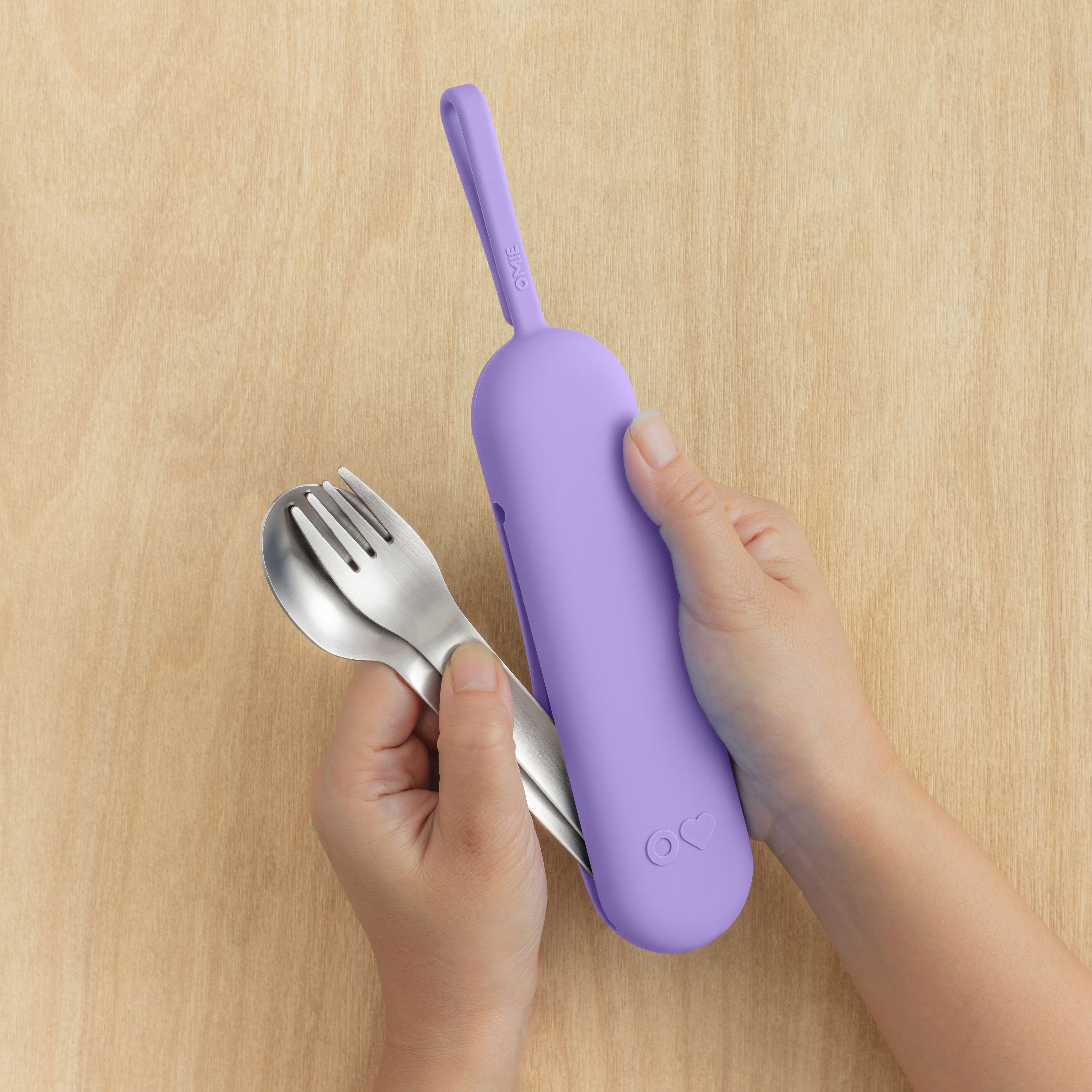Omiebox - OmiePod UP Violet Silicone Fork and Spoon Set