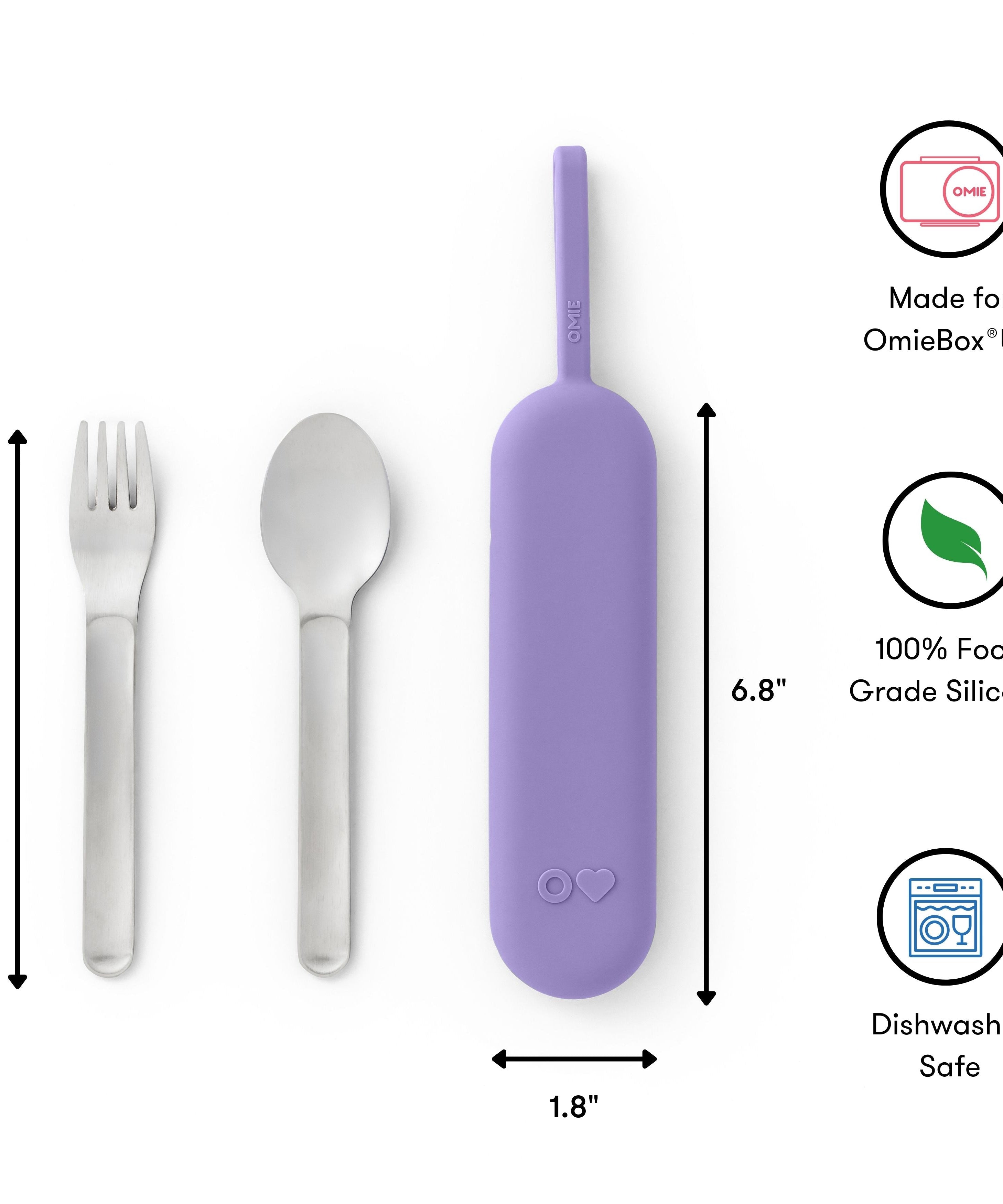 Omiebox - OmiePod UP Violet Silicone Fork and Spoon Set