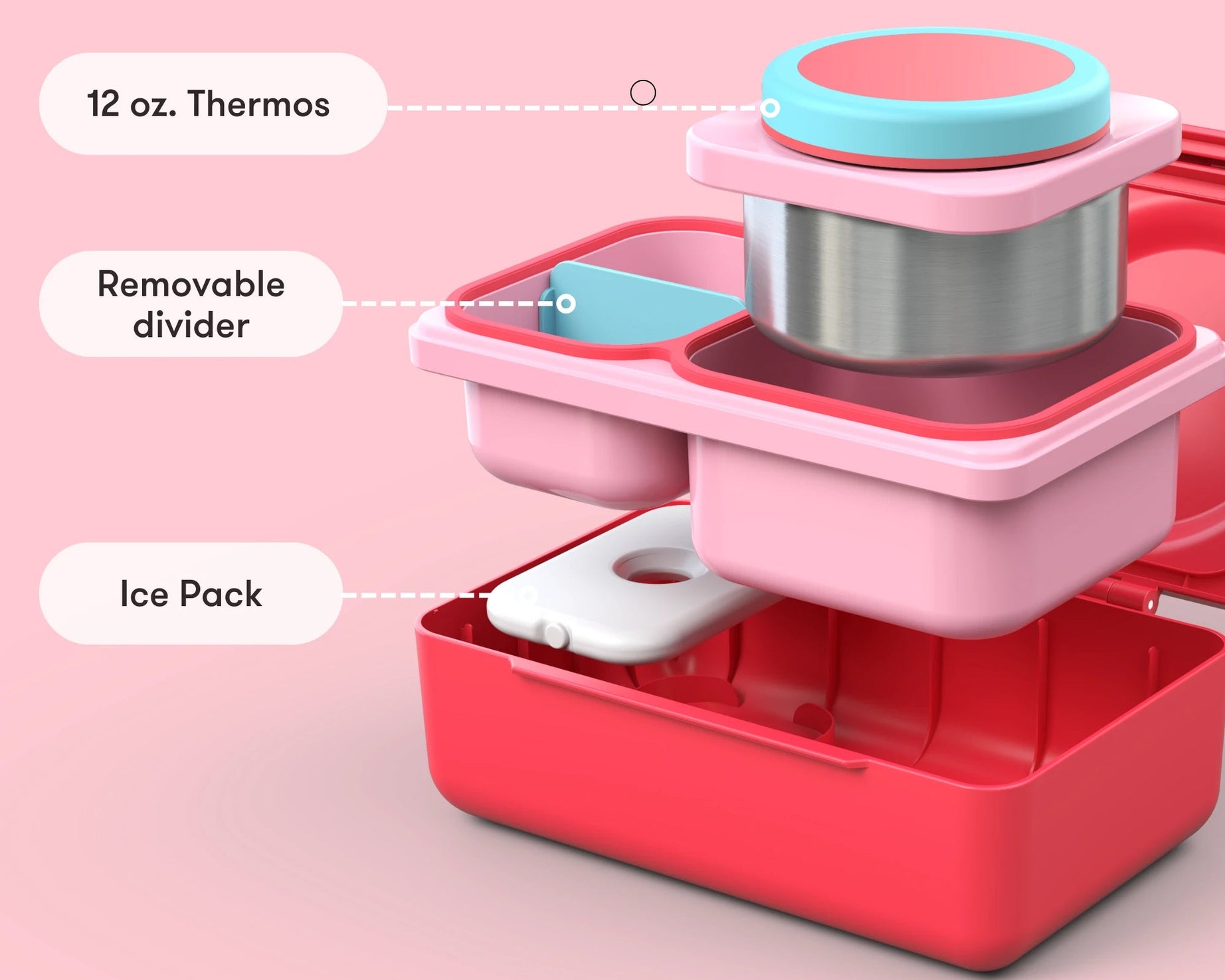 Omiebox - UP Heat Insulated 2nd Generation Cherry Pink Bento Lunch Box