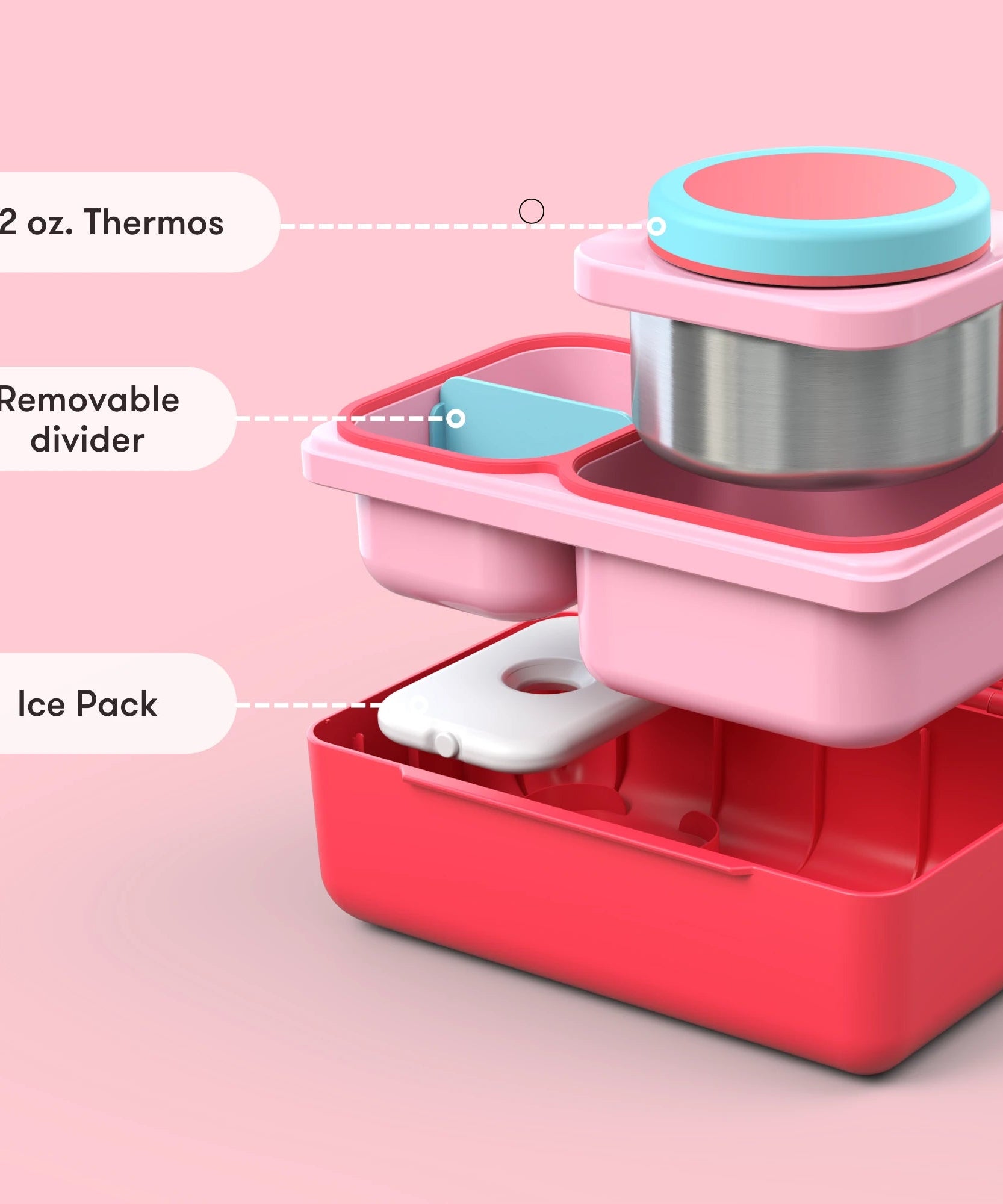 Omiebox - UP Heat Insulated 2nd Generation Cherry Pink Bento Lunch Box