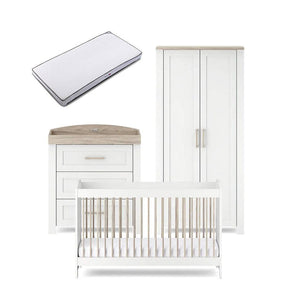 Silver Cross Valencia 3 Piece Nursery Set (Cot Bed, Dresser & Wardrobe) - Ash White-Nursery Sets-Ash White-Premium Mattress | Natural Baby Shower