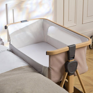 Silver Cross Lunar Bedside Crib - Oatmeal-Bedside Cribs-Oatmeal- | Natural Baby Shower