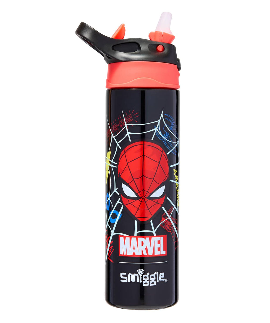 Smiggle - Marvel Spiderman BPA-Free Automatic Straw 650ML Water Bottle