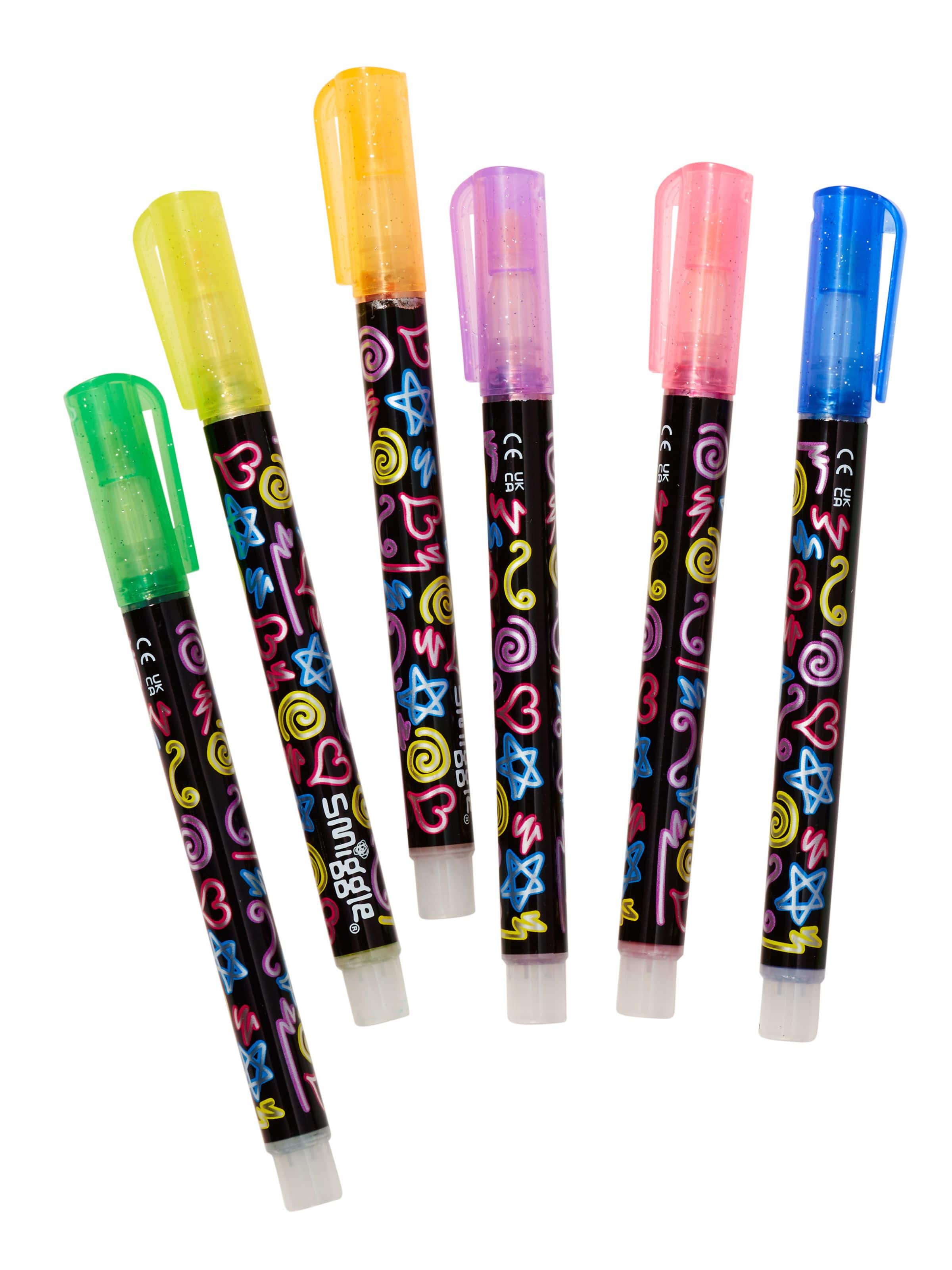 Smiggle - Outline Silver Glitter Forforlu Highlighter 6-Piece Pen Set