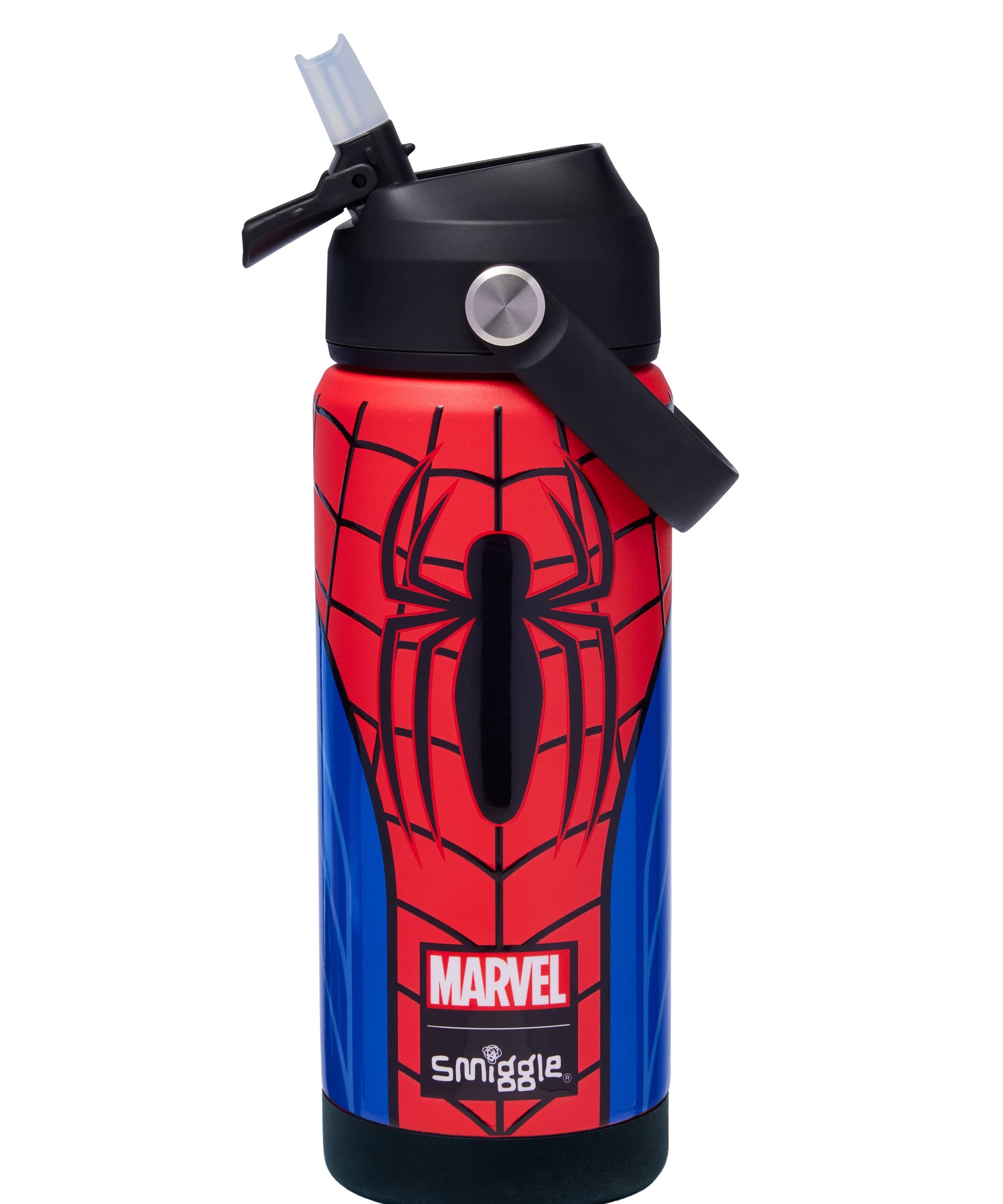 Smiggle - Spider-Man Secret Straw 550ML Steel Water Bottle