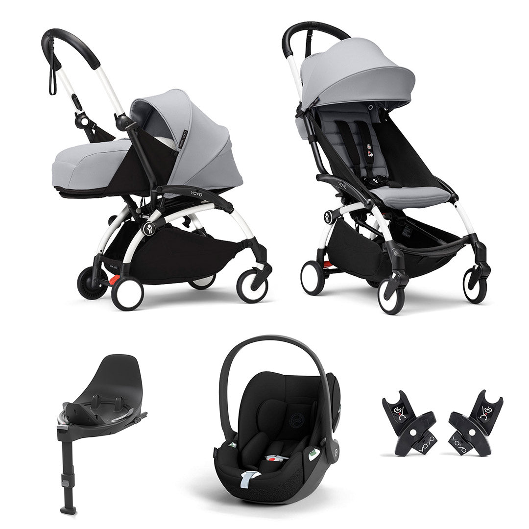 Stokke YOYO3 Newborn to Toddler Cloud T Travel System-Strollers-Stone-White | Natural Baby Shower
