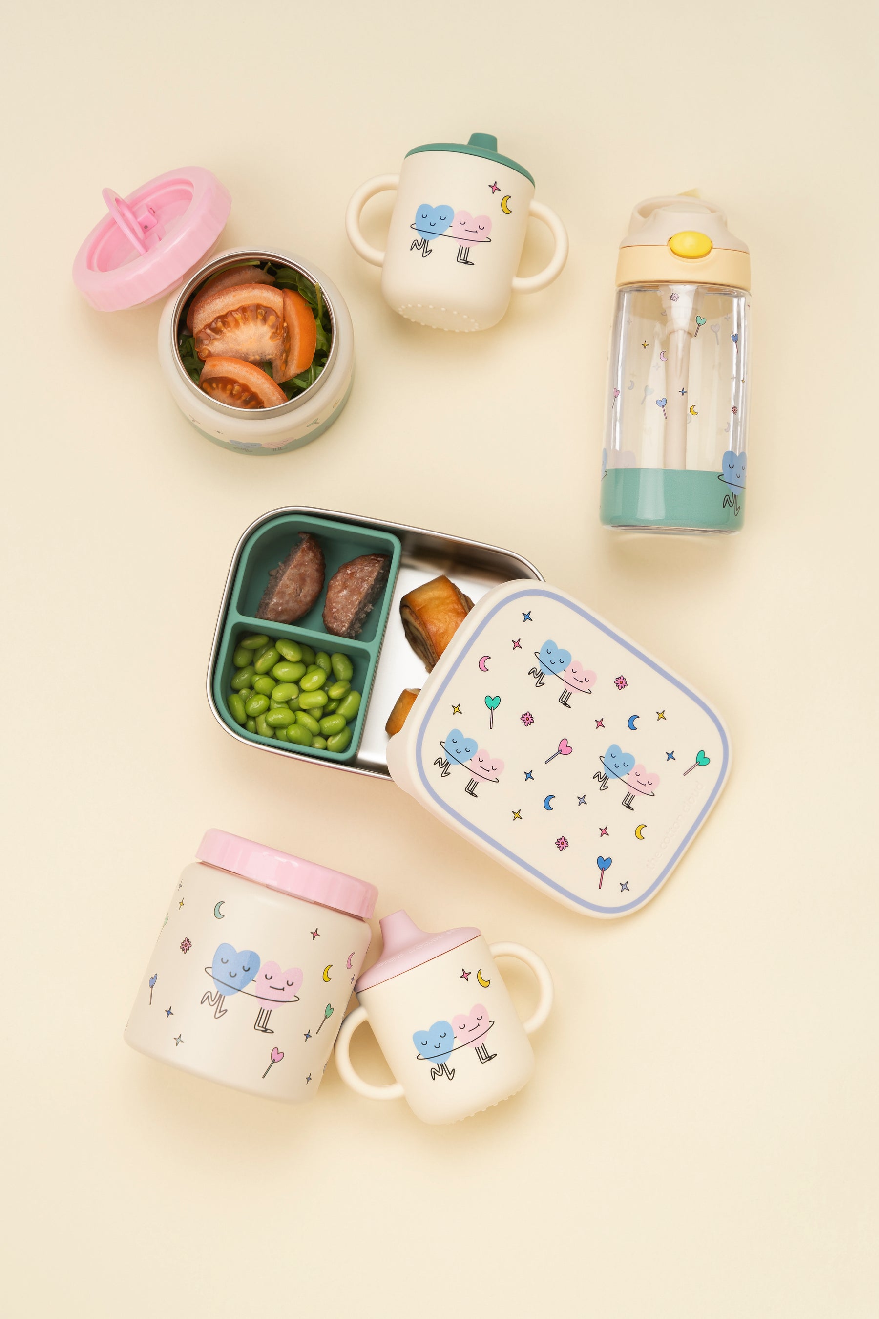 The Cotton Cloud - Dancing Hearts 480ML Tritan Water Bottle with Hidden Straw