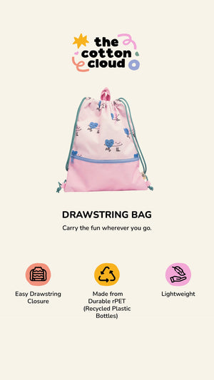 The Cotton Cloud - Dancing Hearts Drawstring Backpack