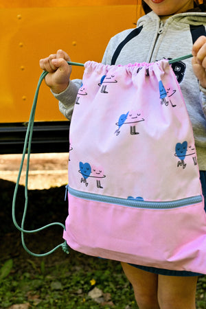 The Cotton Cloud - Dancing Hearts Drawstring Backpack