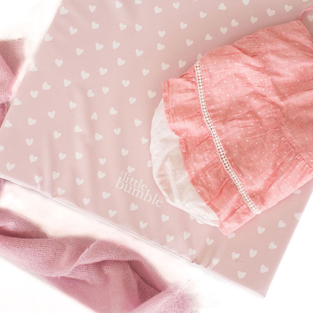The Little Bumble Co. Anti Roll Changing Mat - White Hearts-Changing Mats- | Natural Baby Shower