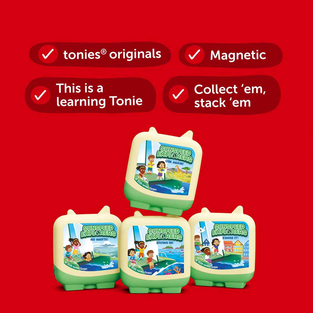 Tonies Sunspeed Explorers Clever Tonie 4pk-Audio Player Cards + Characters- | Natural Baby Shower