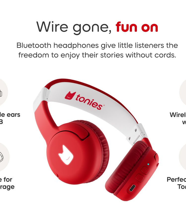 Tonies - Toniebox 2 Bluetooth Red Foldable Kids Headphones
