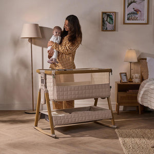 Tutti Bambini Cozee Sense Bedside Crib - Toasted Oak / Sand-Cribs-Toasted Oak / Sand- | Natural Baby Shower