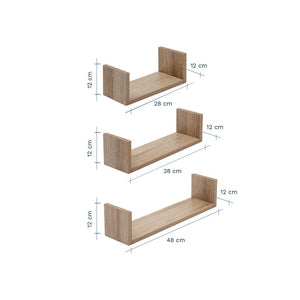 Tutti Bambini Modena Set of Three U-Shaped Wall Shelves - Oak-Shelves-Oak- | Natural Baby Shower
