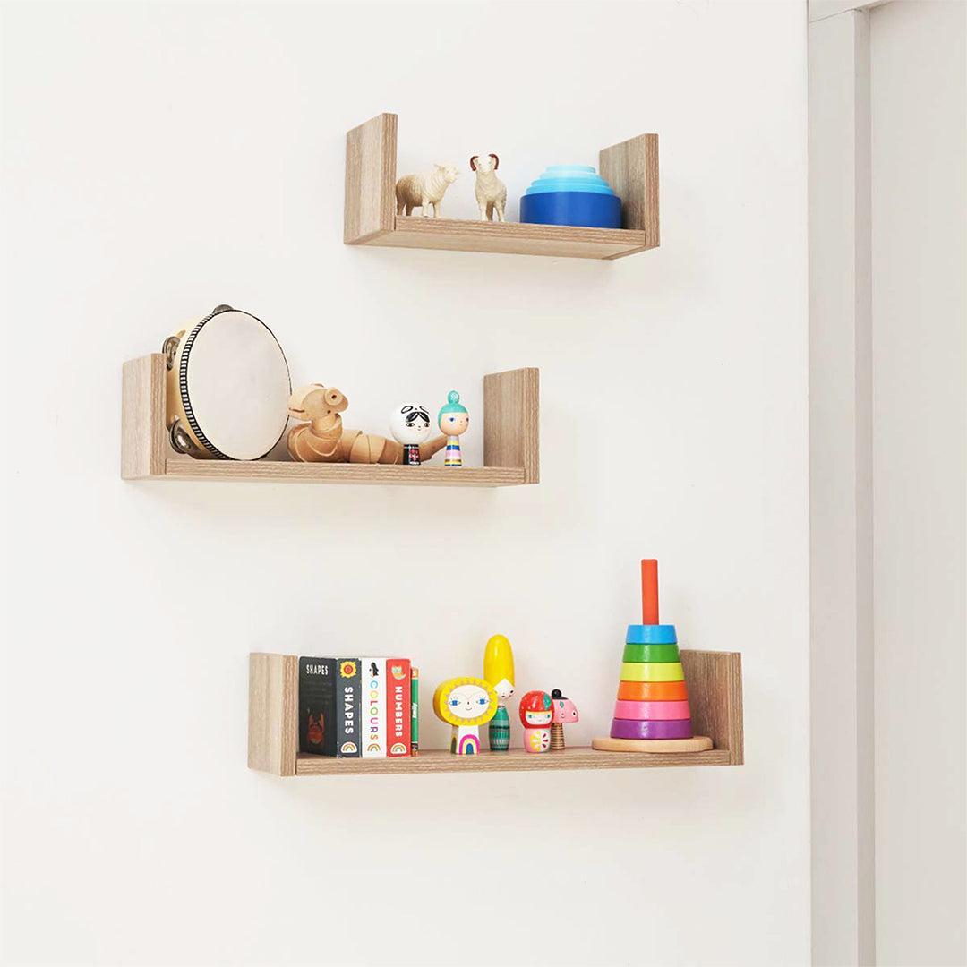 Tutti Bambini Modena Set of Three U-Shaped Wall Shelves - Oak-Shelves-Oak- | Natural Baby Shower